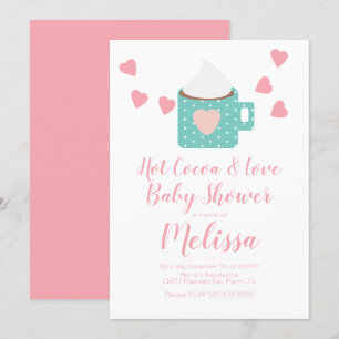 Valentine Cocoa Campfire Mug Girl Baby Shower Pink Invitation