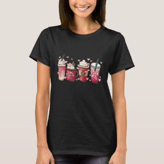 Valentine Coffee Latte Lover Pink Heart Funny Vale T-Shirt