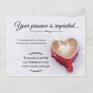 Valentine Coffee Snow Themed Invitation Card