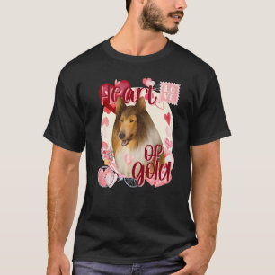 Valentine Collie Dog Cute Watercolor Southern Colo T-Shirt