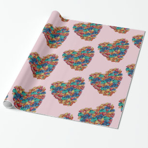 Valentine Colorful Heart Art Wrapping Paper