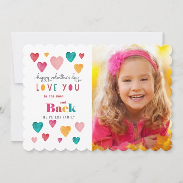 Valentine Colourful Bright Hearts | Photo Card (Front)