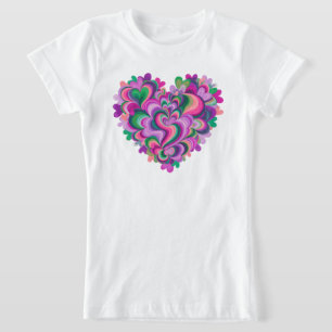 Valentine Colourful Layered Heart Art T-Shirt