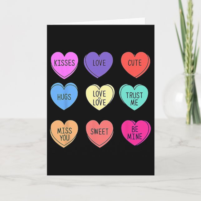 Valentine Conversation Hearts Candy Happy Valentin Card (Front)