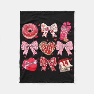 Valentine Coquette Bow Candy Donut Chocolate Girl Fleece Blanket