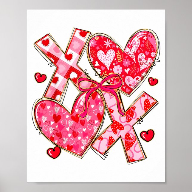 Valentine Coquette Bow Xoxo Hearts Lover Girl Wome Poster (Front)