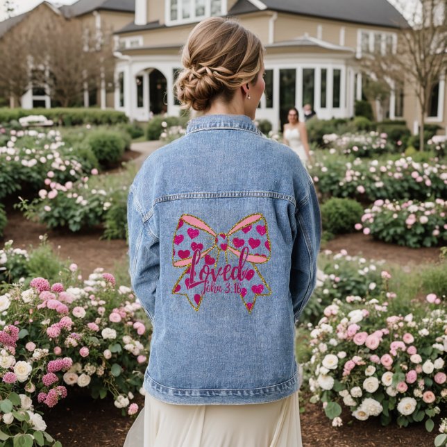 Valentine Coquette Christian  Denim Jacket (Wedding Back)