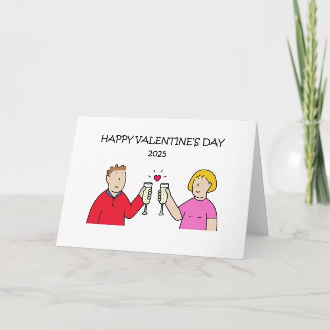 Valentine Couple Cartoon Card (Front)