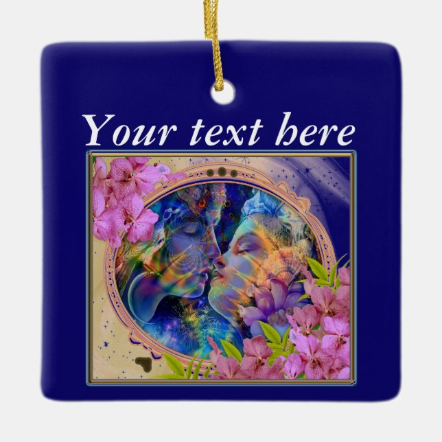 Valentine-couple-celebration  ceramic ornament (Front)