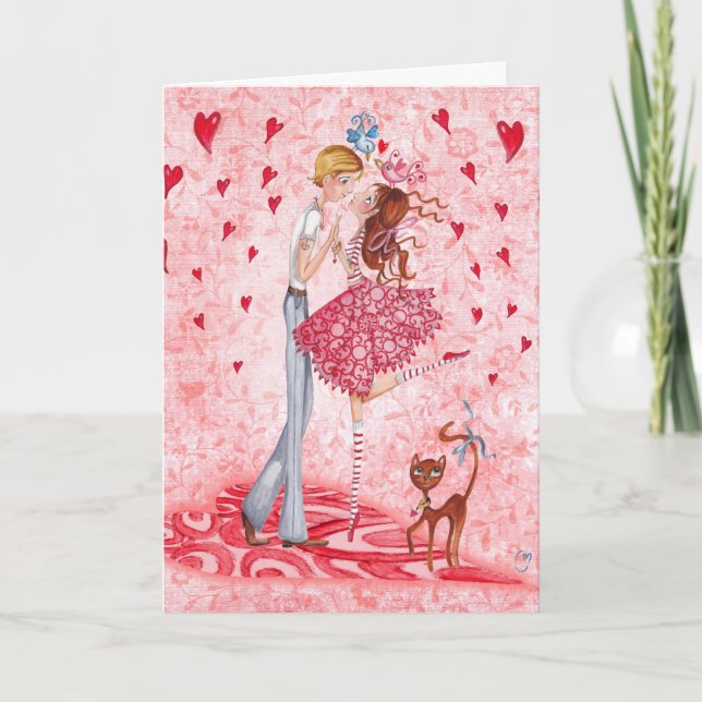 Valentine Couple Love Hearts | Greeting Card (Front)