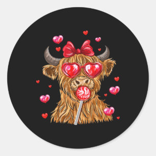 Valentine Cow Heart Sungles Girl Women Kid Classic Round Sticker