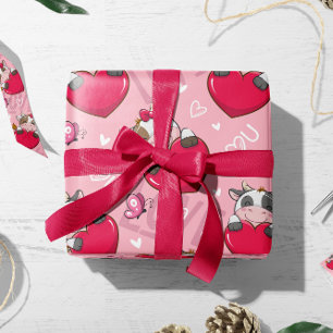 Valentine Cow Red Hearts   Valentine Gift Wrap