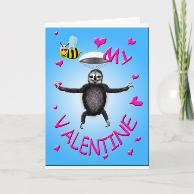 valentine cuddle sloth holiday card (Front)