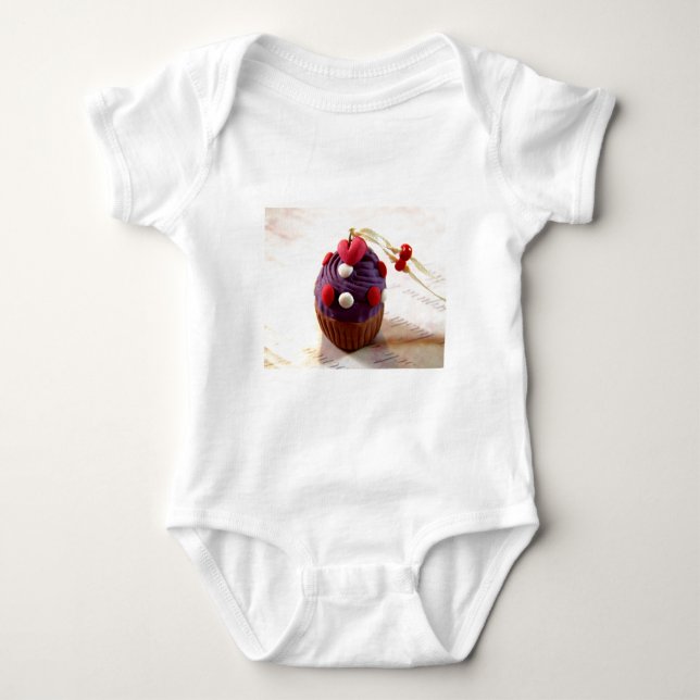 Valentine Cupcake Baby Bodysuit (Front)