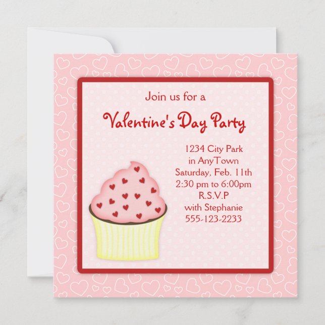 Valentine Cupcake Party Invites (Front)