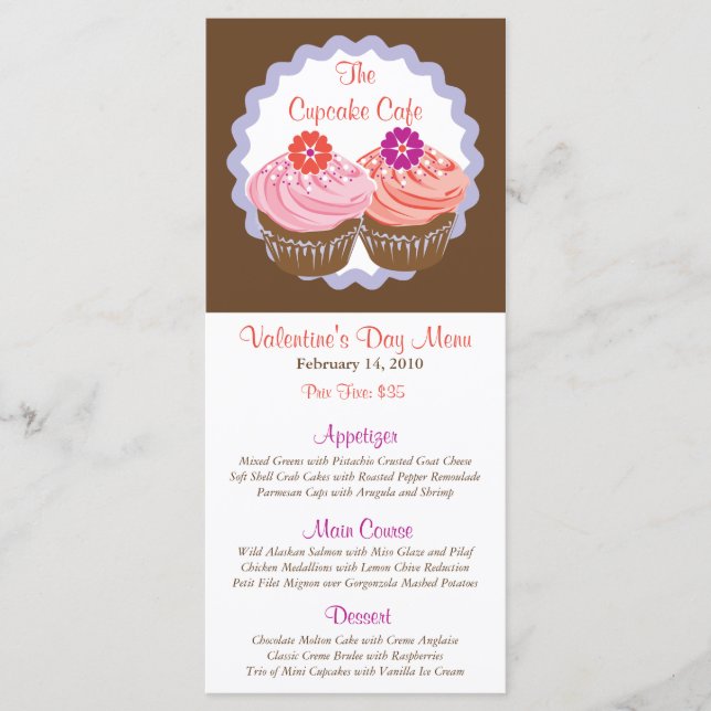 Valentine Cupcakes Menu (Front)