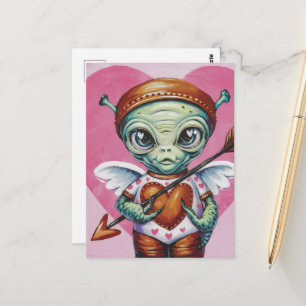 Valentine Cupid Alien Postcard