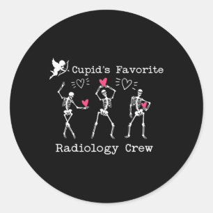 Valentine Cupid's Favourite Radiology Crew Skeleto Classic Round Sticker