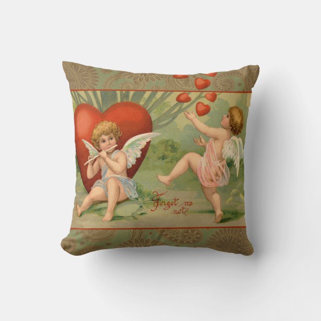 Valentine Cupids Love Antique Vintage Cushion (Front)