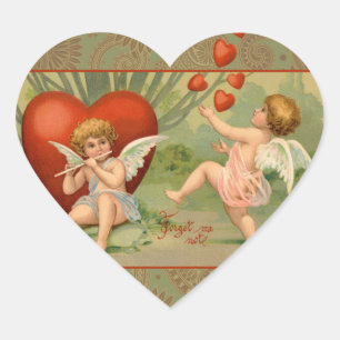 Valentine Cupids Love Antique Vintage Heart Sticker