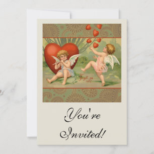 Valentine Cupids Love Antique Vintage Invitation