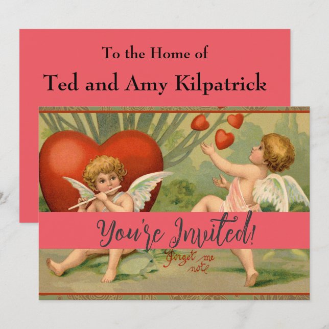 Valentine Cupids Love Antique Vintage Invitation (Front/Back)