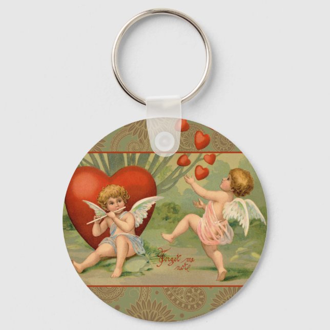 Valentine Cupids Love Antique Vintage Key Ring (Front)