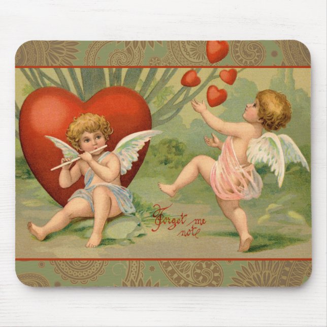 Valentine Cupids Love Antique Vintage Mouse Mat (Front)