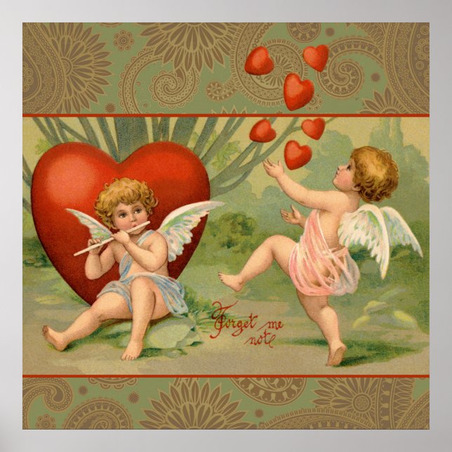 Valentine Cupids Love Antique Vintage Poster (Front)