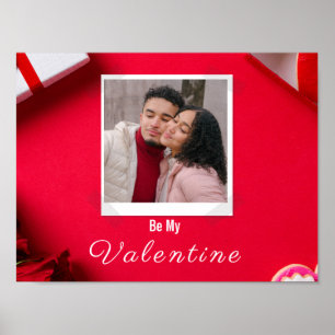 Valentine Customisable Post Card Red and White Poster