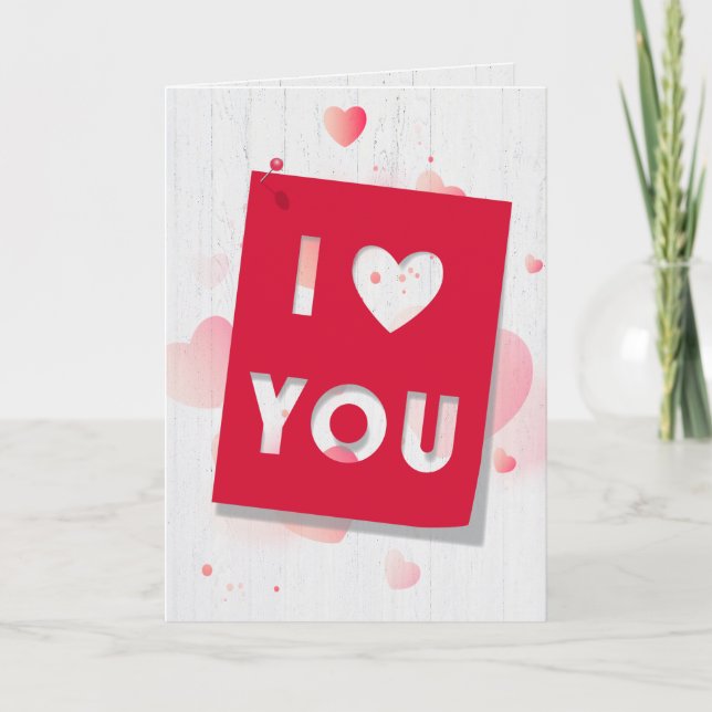 Valentine Cut Out Card on Wood  (Front)