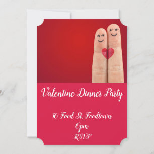 Valentine cute hearts whimsical dinner party invitation