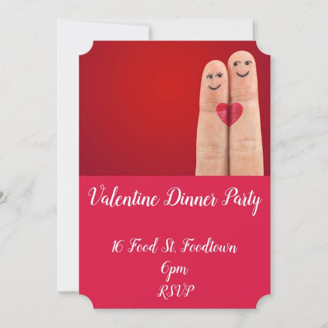 Valentine cute hearts whimsical dinner party invitation (Front)