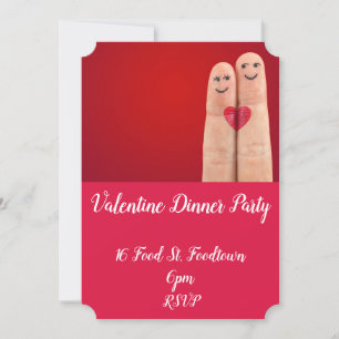 Valentine cute hearts whimsical dinner party invitation