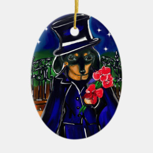 VALENTINE DACHSHUND CERAMIC TREE DECORATION