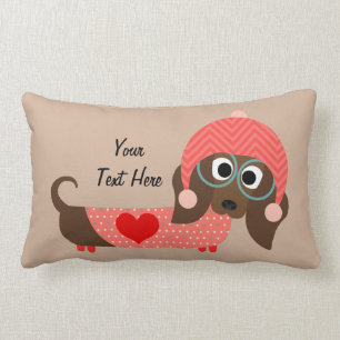 Valentine Dachshund (customisable) Lumbar Cushion