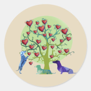 Valentine Dachshund Hearts Garden Classic Sticker