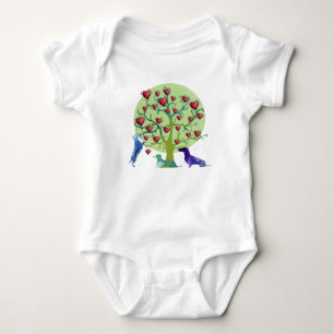 Valentine Dachshund Hearts Garden Jersey Bodysuit