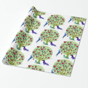Valentine Dachshund Hearts Glossy Wrapping Paper
