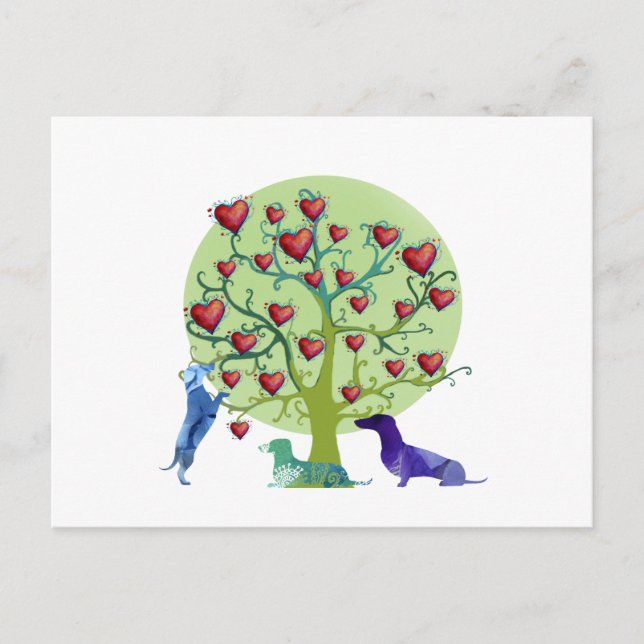 Valentine Dachshund Hearts  Postcard (Front)