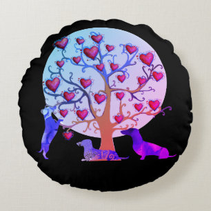 Valentine Dachshund Hearts Round throw cushion