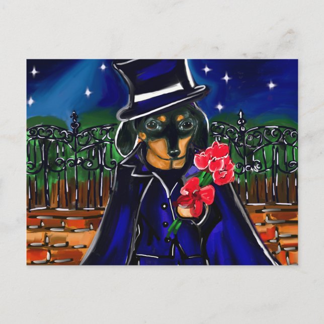 VALENTINE DACHSHUND HOLIDAY POSTCARD (Front)