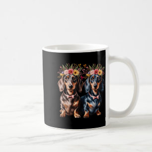 Valentine Dachshund Matching Couple Love Floral Do Coffee Mug