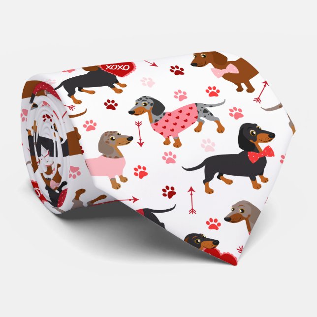 Valentine Dachshund Neck Tie (Rolled)