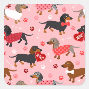 Valentine Dachshund Square Sticker