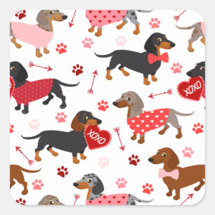 Valentine Dachshund Square Sticker