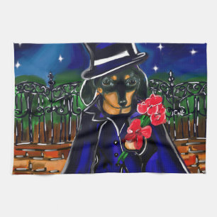 VALENTINE DACHSHUND TEA TOWEL