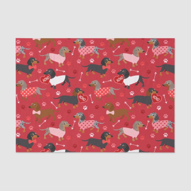 Valentine Dachshund Tissue Paper (Front)