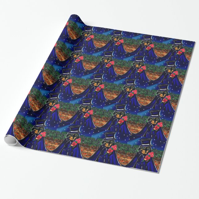 VALENTINE DACHSHUND WRAPPING PAPER (Unrolled)