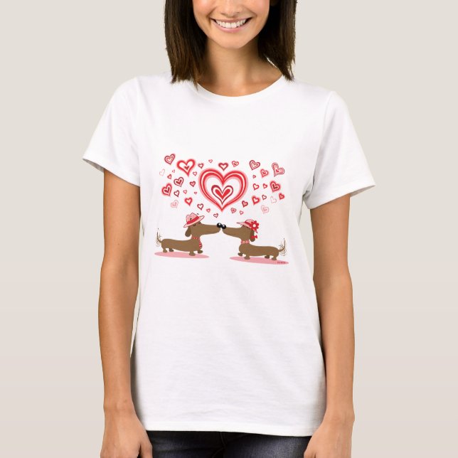 Valentine Dachshunds T-Shirt (Front)